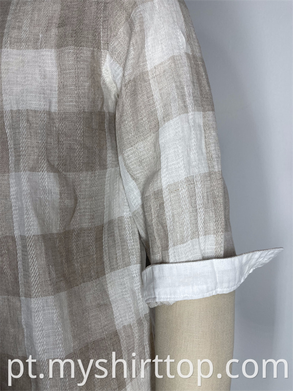 Large Plaid Cotton And Linen Casual Shirt